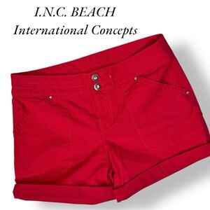 INC Beach International Concepts Red Shorts with Rhinestones S4